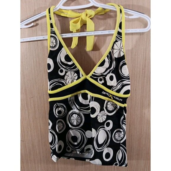 Zero Xposur Size 6 Swim Tankini Top Soft Cup,no Padding‎ Black Yellow Swimwear - Picture 1 of 7